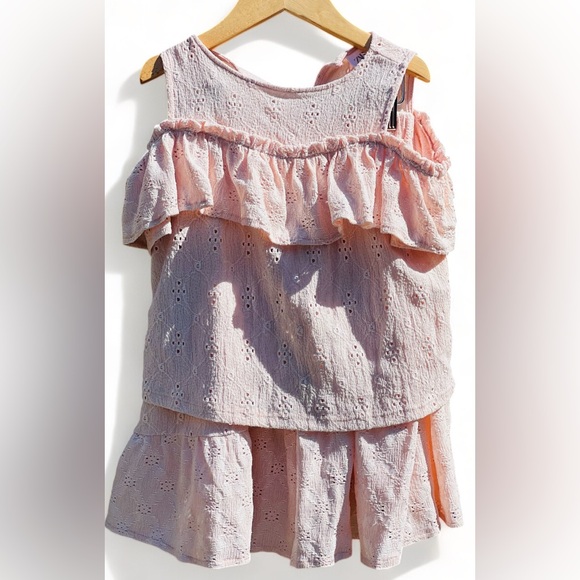 Zara Kids Eyelet Pink Ruffle Outfit Top & Skirt Outfit - Picture 1 of 10